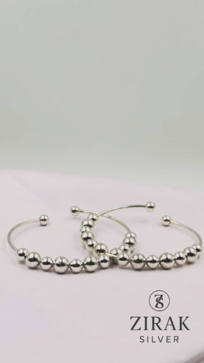 Sia Minimalist Beaded Silver Cuff