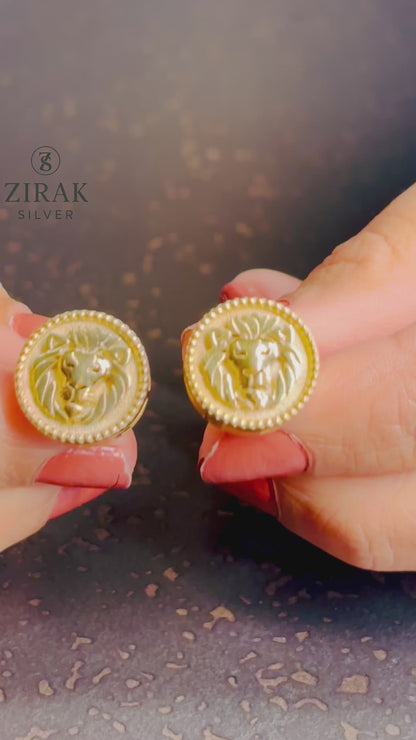 Regal Lion Head Gold Cufflinks for Men – Bold Statement Gold-Plated Cufflinks | Royal Wedding Gift | TSY Accessories