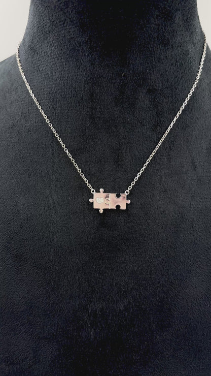 Sterling Silver Puzzle Piece Pendant Necklace