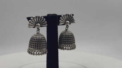 Heavy Dome Oxidised 925 Silver Jhumki