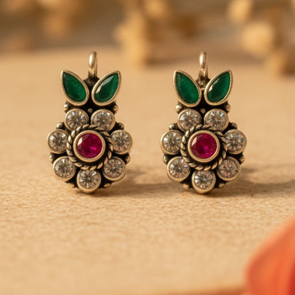 Priyu Stud Earrings - Zirak Silver
