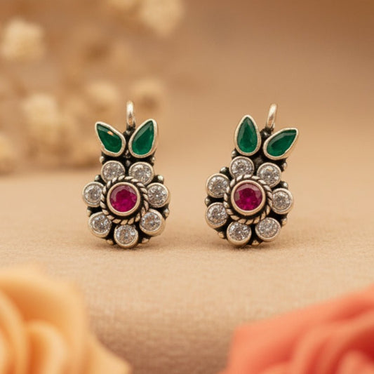 Priyu Stud Earrings - Zirak Silver