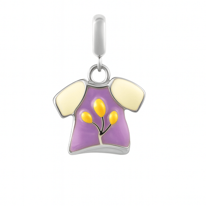 Purple Floral Shirt Charm in 925 Silver - Zirak Silver