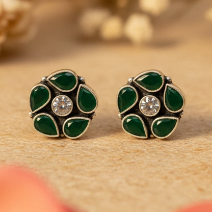 Pushp Stud Earrings - Zirak Silver