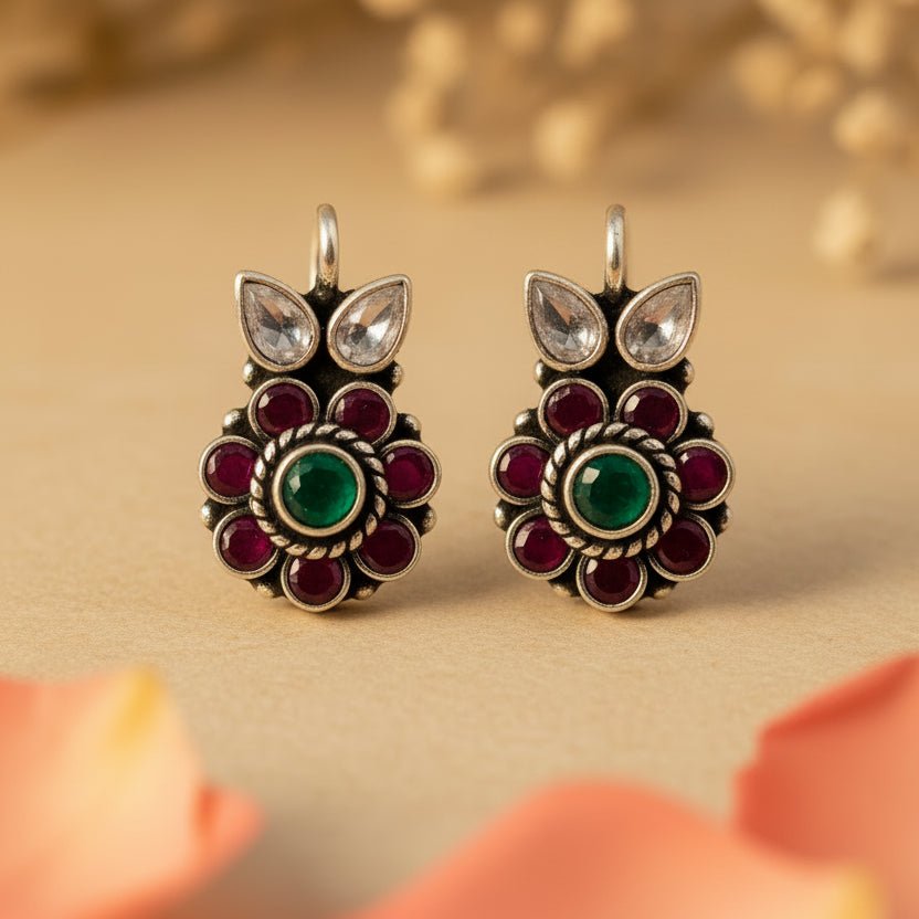 Pushpa Stud Earrings - Zirak Silver