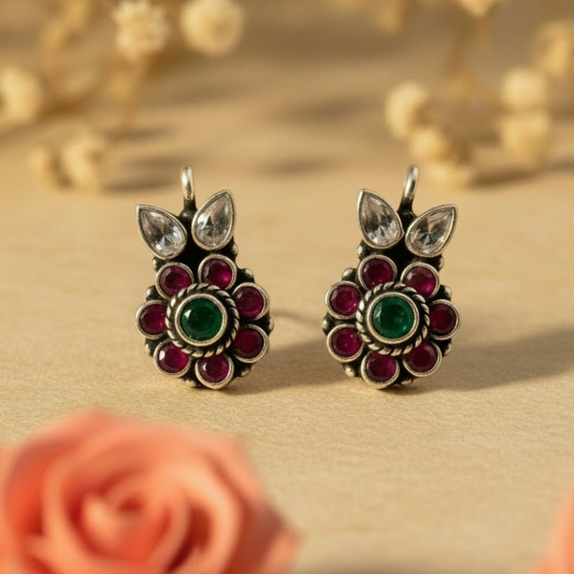 Pushpa Stud Earrings - Zirak Silver