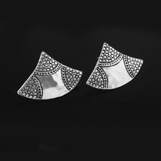 Quarter Fan Studs - Zirak Silver
