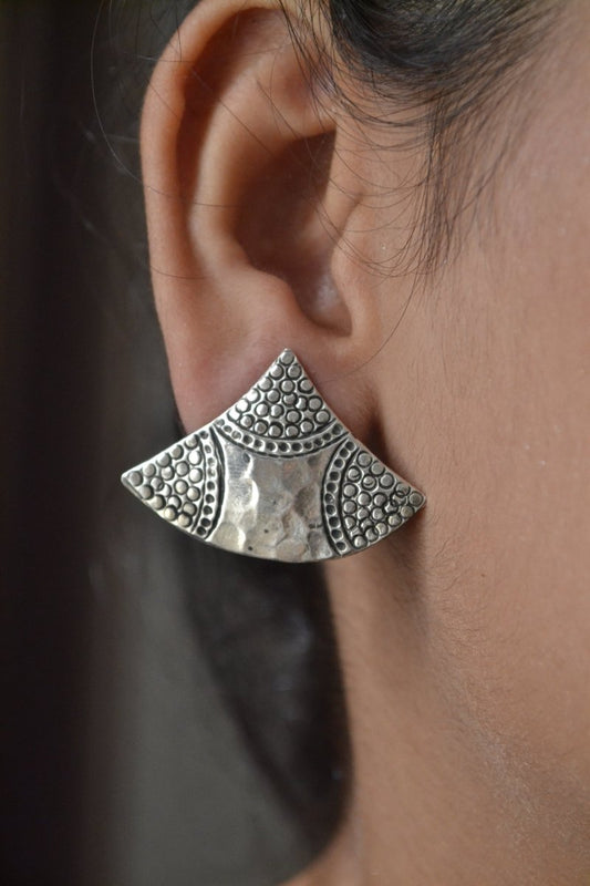 Quarter Fan Studs - Zirak Silver