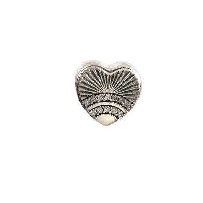 Radiant Heart Pavé Sterling Silver Charm Bead - Zirak Silver