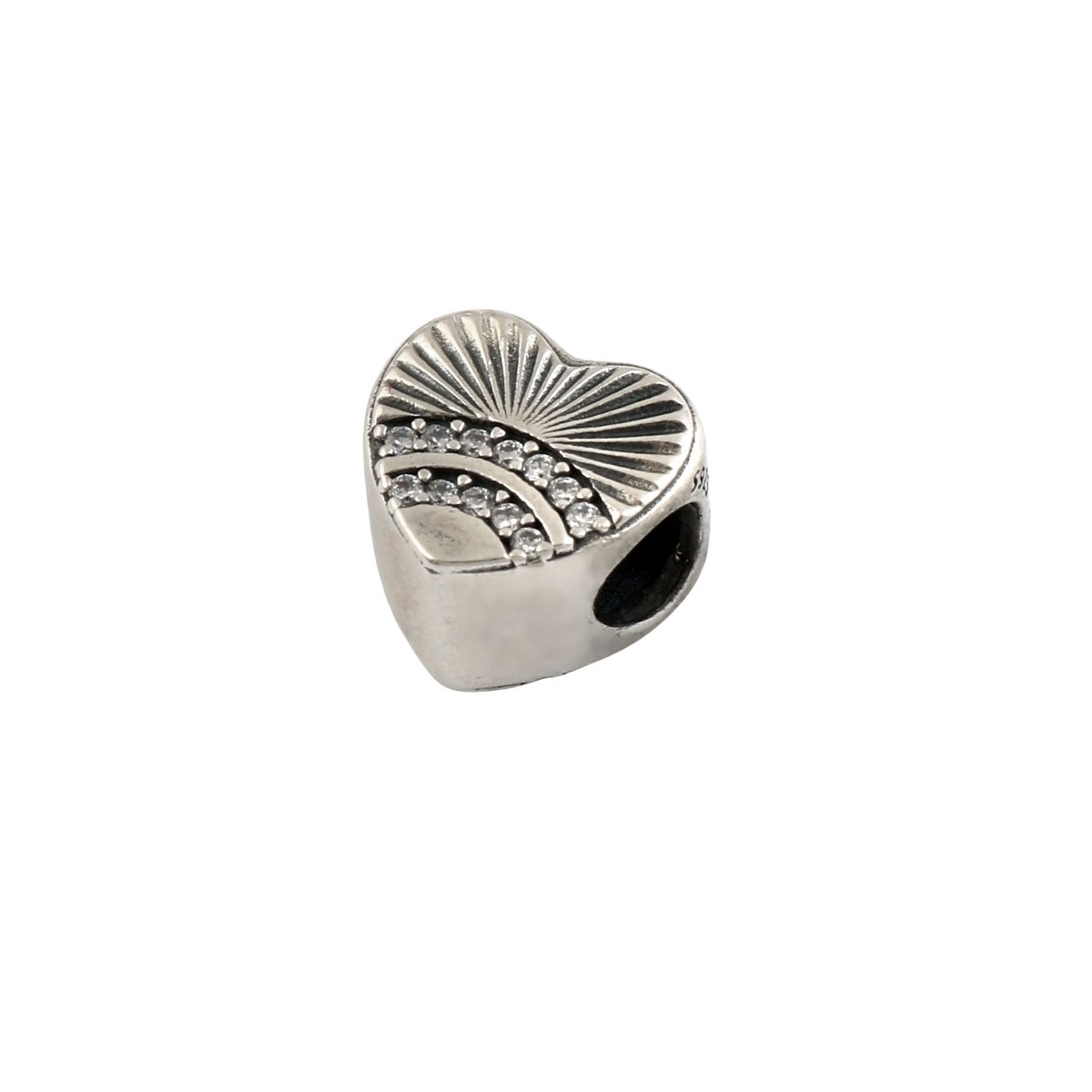 Radiant Heart Pavé Sterling Silver Charm Bead - Zirak Silver