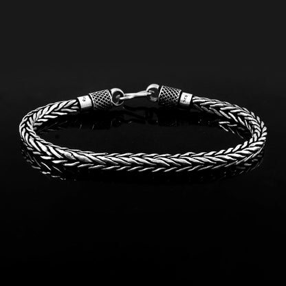 Raftar Bracelet – Oxidised 925 Silver Solid Fish Tail Cuff for Men - Zirak Silver