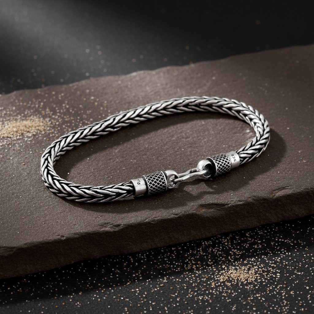 Raftar Bracelet – Oxidised 925 Silver Solid Fish Tail Cuff for Men - Zirak Silver