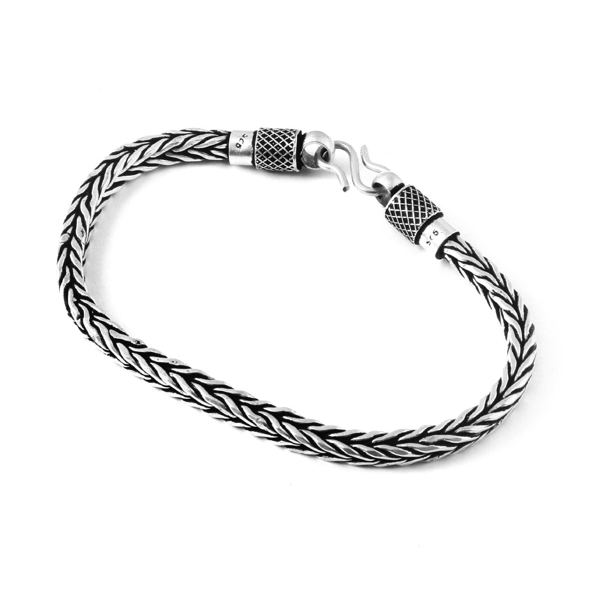 Raftar Bracelet – Oxidised 925 Silver Solid Fish Tail Cuff for Men - Zirak Silver