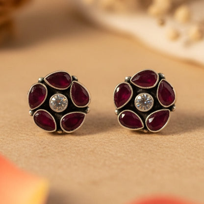 Ragini Stud Earrings - Zirak Silver