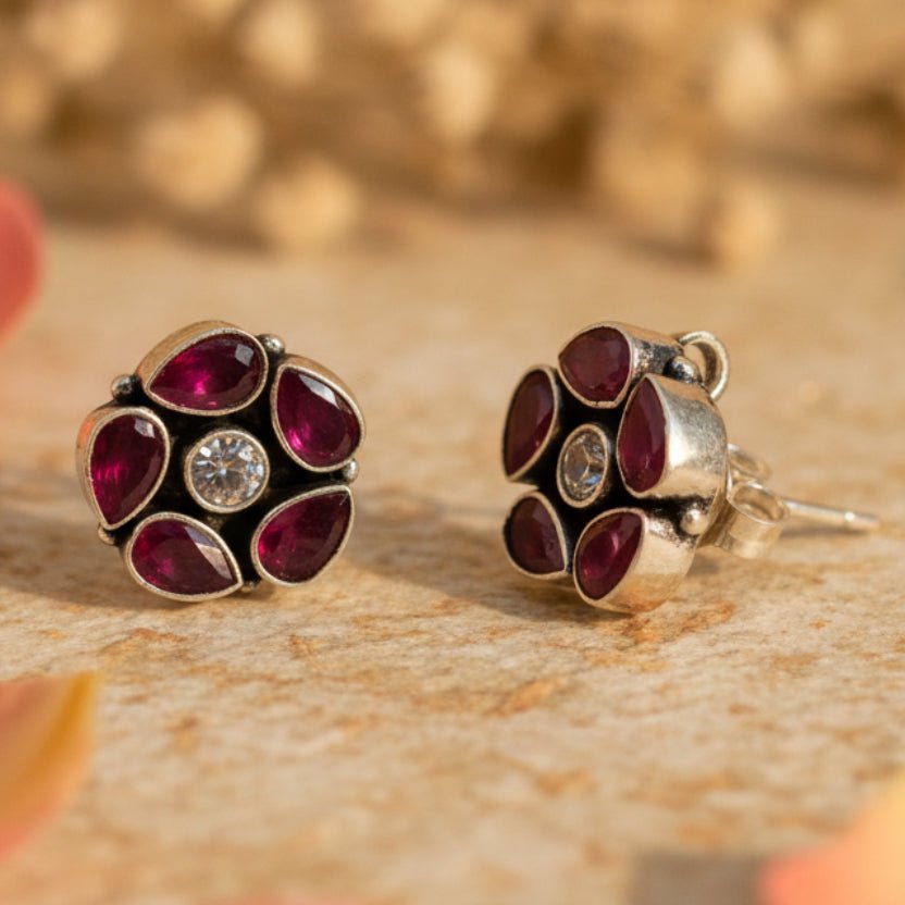 Ragini Stud Earrings - Zirak Silver