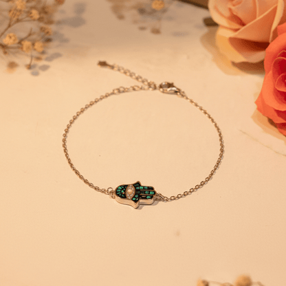 Raksha Abalone Hamsa Bracelet - Zirak Silver