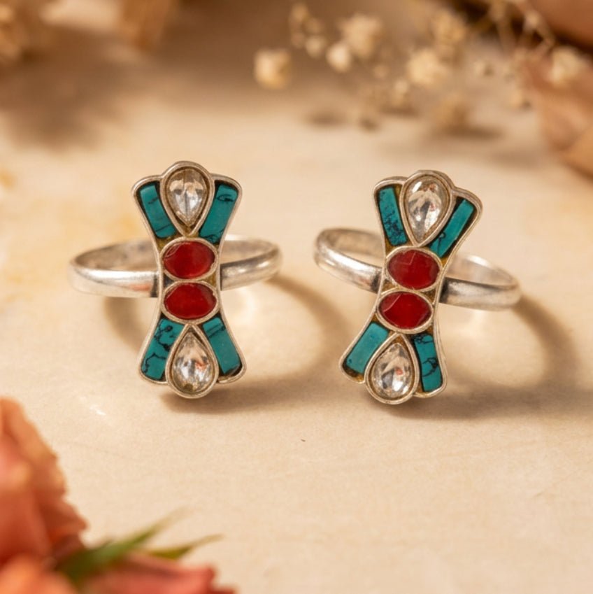 Rang Noor Toe Ring - Zirak Silver