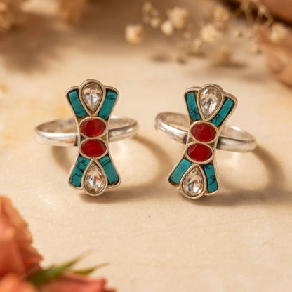 Rang Noor Toe Ring - Zirak Silver