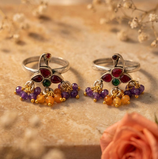 Rangili Toe Ring - Zirak Silver