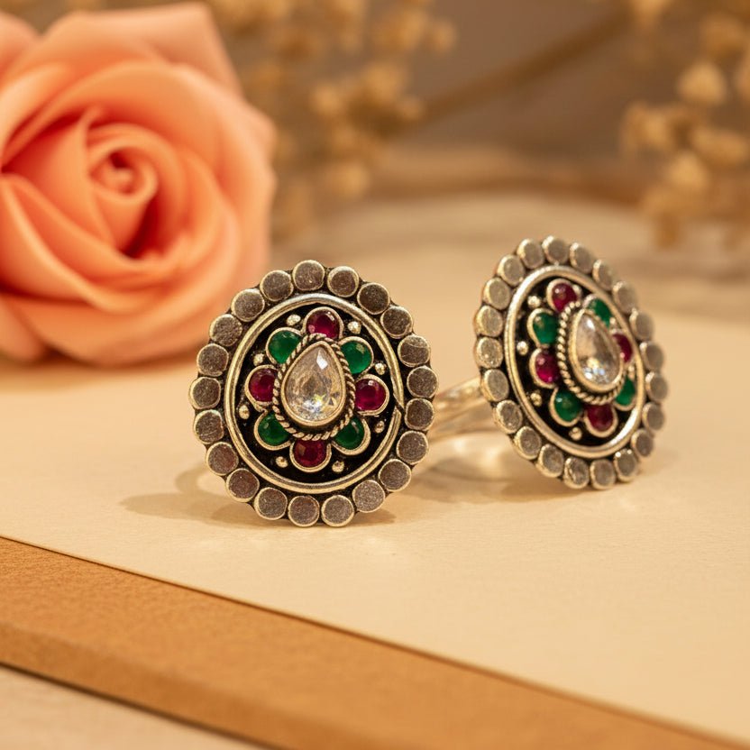 Rangmahal Oval Bichiya Pair - Zirak Silver