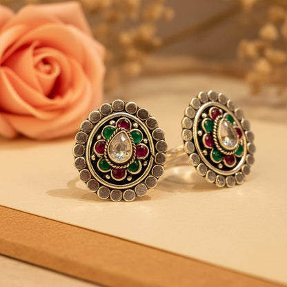 Rangmahal Oval Bichiya Pair - Zirak Silver
