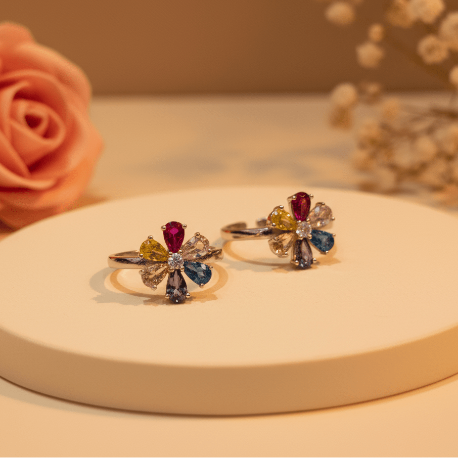 Rangoli Pushp Toe Ring - Zirak Silver