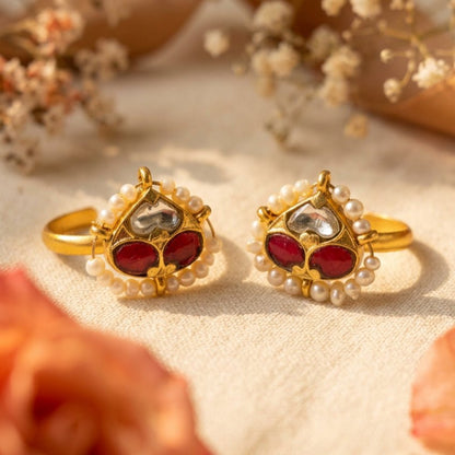 Rani Pearl Toe Ring - Zirak Silver