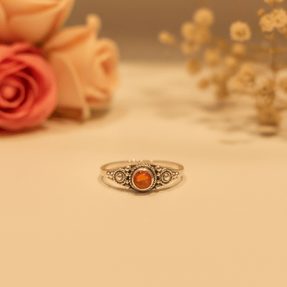 Ravi Orange Stone Vintage Ring - Zirak Silver