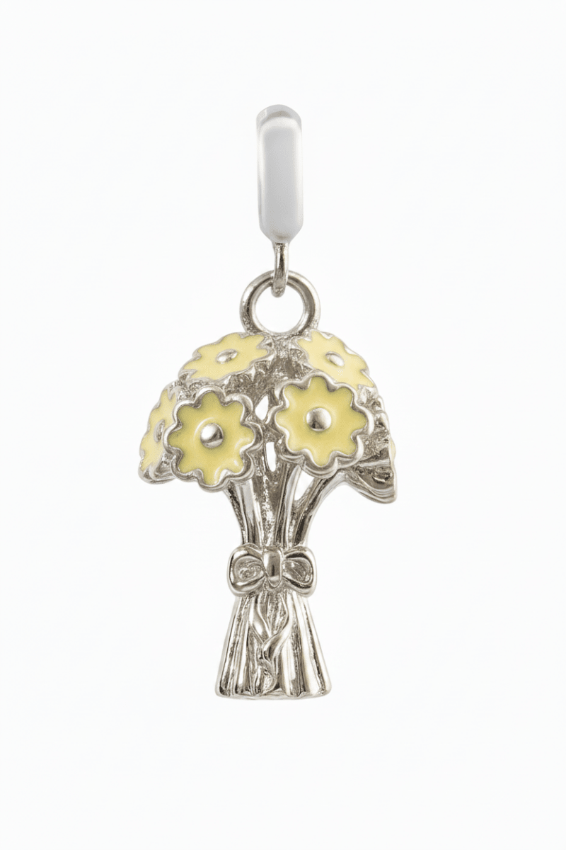 Red Flower Bouquet Charm in 925 Silver - Zirak Silver
