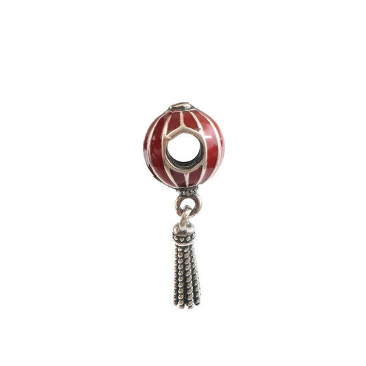 Red Lantern Dangle Charm in 925 Silver with Tassel Accent - Zirak Silver