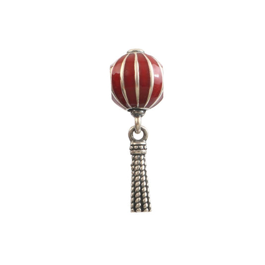 Red Lantern Dangle Charm in 925 Silver with Tassel Accent - Zirak Silver