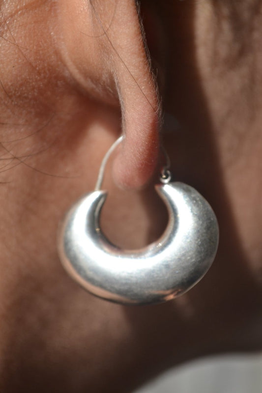 Reeva Earrings – Polished 925 Silver Crescent Hoop Earrings - Zirak Silver