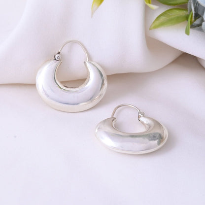 Reeva Earrings – Polished 925 Silver Crescent Hoop Earrings - Zirak Silver