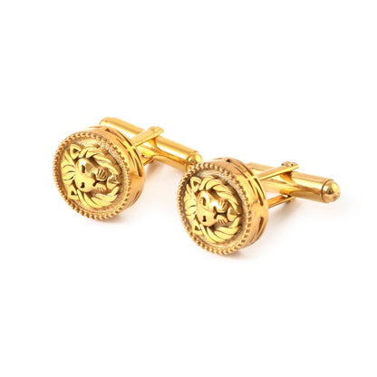 Regal Lion Head Gold Cufflinks for Men – Bold Statement Gold - Plated Cufflinks | Royal Wedding Gift | TSY Accessories - Zirak Silver