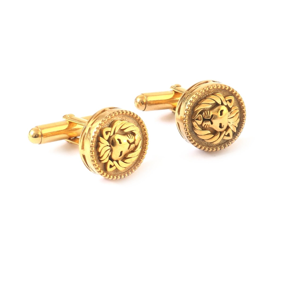 Regal Lion Head Gold Cufflinks for Men – Bold Statement Gold - Plated Cufflinks | Royal Wedding Gift | TSY Accessories - Zirak Silver