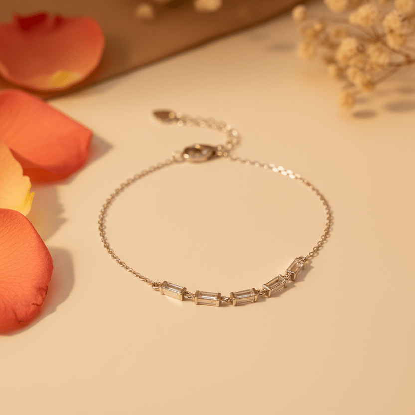 Rekha Baguette Line Bracelet - Zirak Silver