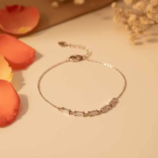 Rekha Baguette Line Bracelet - Zirak Silver