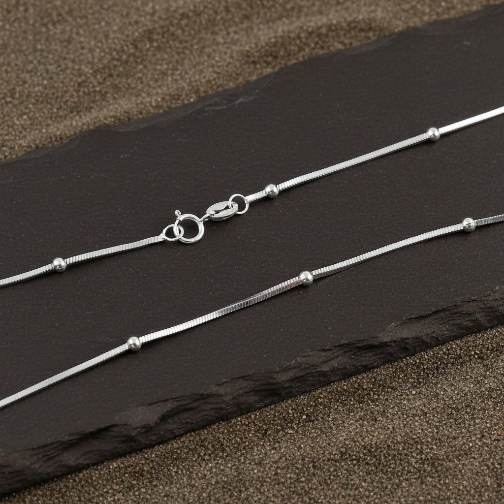 Rizwaan Chain – Beaded Silver Chain - Zirak Silver