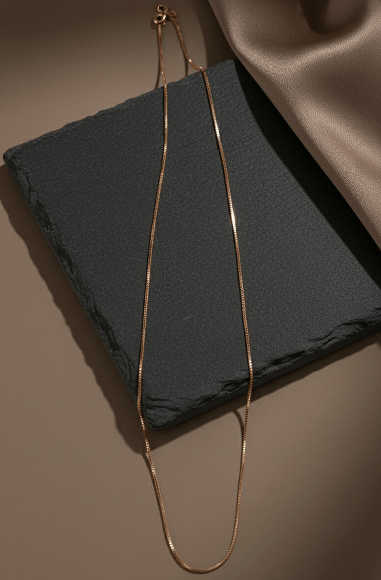 Rose Gold Box Chain Necklace – Minimalist 925 Silver Chain - Zirak Silver