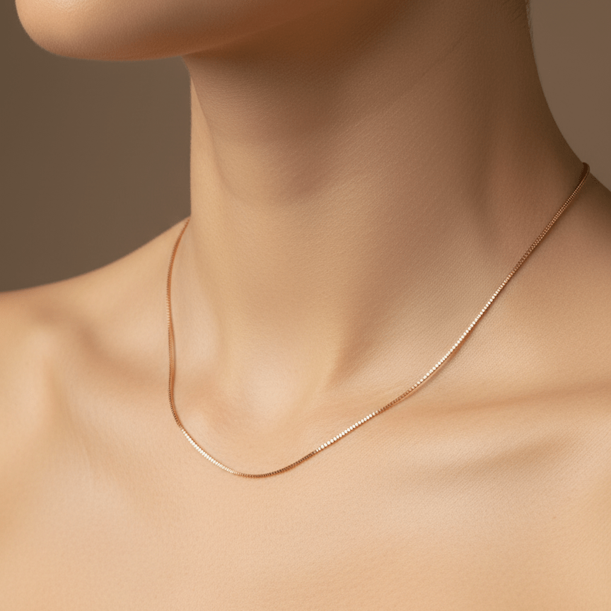 Rose Gold Box Chain Necklace – Minimalist 925 Silver Chain - Zirak Silver