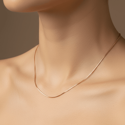 Rose Gold Box Chain Necklace – Minimalist 925 Silver Chain - Zirak Silver