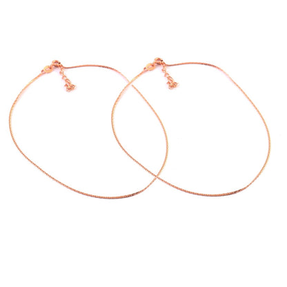 Rose Gold Cable Chain Anklet | Minimal Adjustable Anklet | Dainty Everyday Jewelry - Zirak Silver
