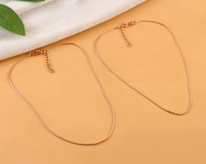 Rose Gold Cable Chain Anklet | Minimal Adjustable Anklet | Dainty Everyday Jewelry - Zirak Silver