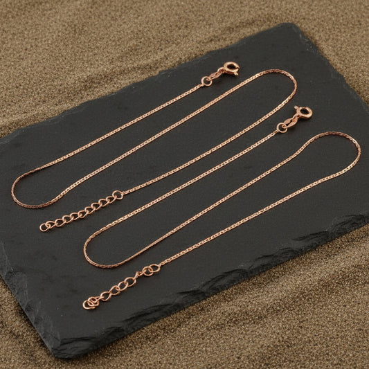 Rose Gold Cable Chain Anklet | Minimal Adjustable Anklet | Dainty Everyday Jewelry - Zirak Silver