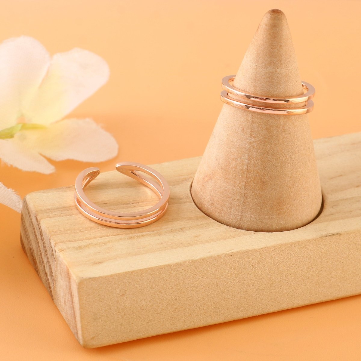 Rose Gold Double Band Toe Ring | 925 Sterling Silver Adjustable Toe Ring for Women - Zirak Silver