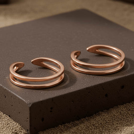 Rose Gold Double Band Toe Ring | 925 Sterling Silver Adjustable Toe Ring for Women - Zirak Silver