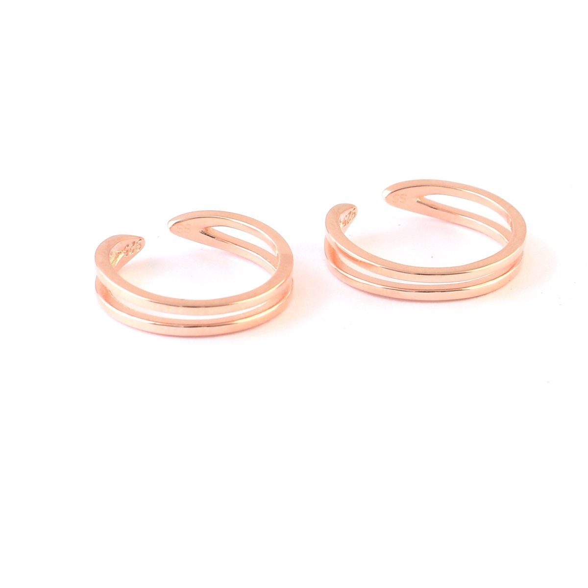 Rose Gold Double Band Toe Ring | 925 Sterling Silver Adjustable Toe Ring for Women - Zirak Silver