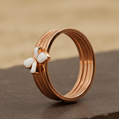 Rose Gold Enamel Petal Band Ring - Zirak Silver