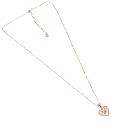 Rose Gold Heart Pendant Necklace with Mother of Pearl & CZ | 925 Silver - Zirak Silver