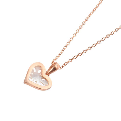 Rose Gold Heart Pendant Necklace with Mother of Pearl & CZ | 925 Silver - Zirak Silver